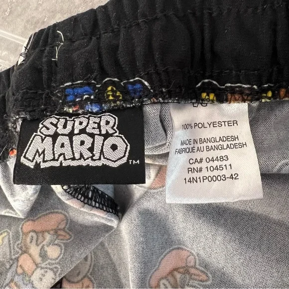 Super Mario pants pjs soft black video game lover Mario ghost gamer nerdy cute - Picture 3 of 6